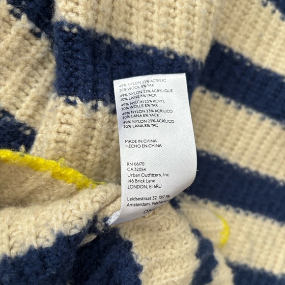Maeve by Anthropologie Navy and Cream Striped Sweater wool, yak nylon XL - Picture 6 of 6